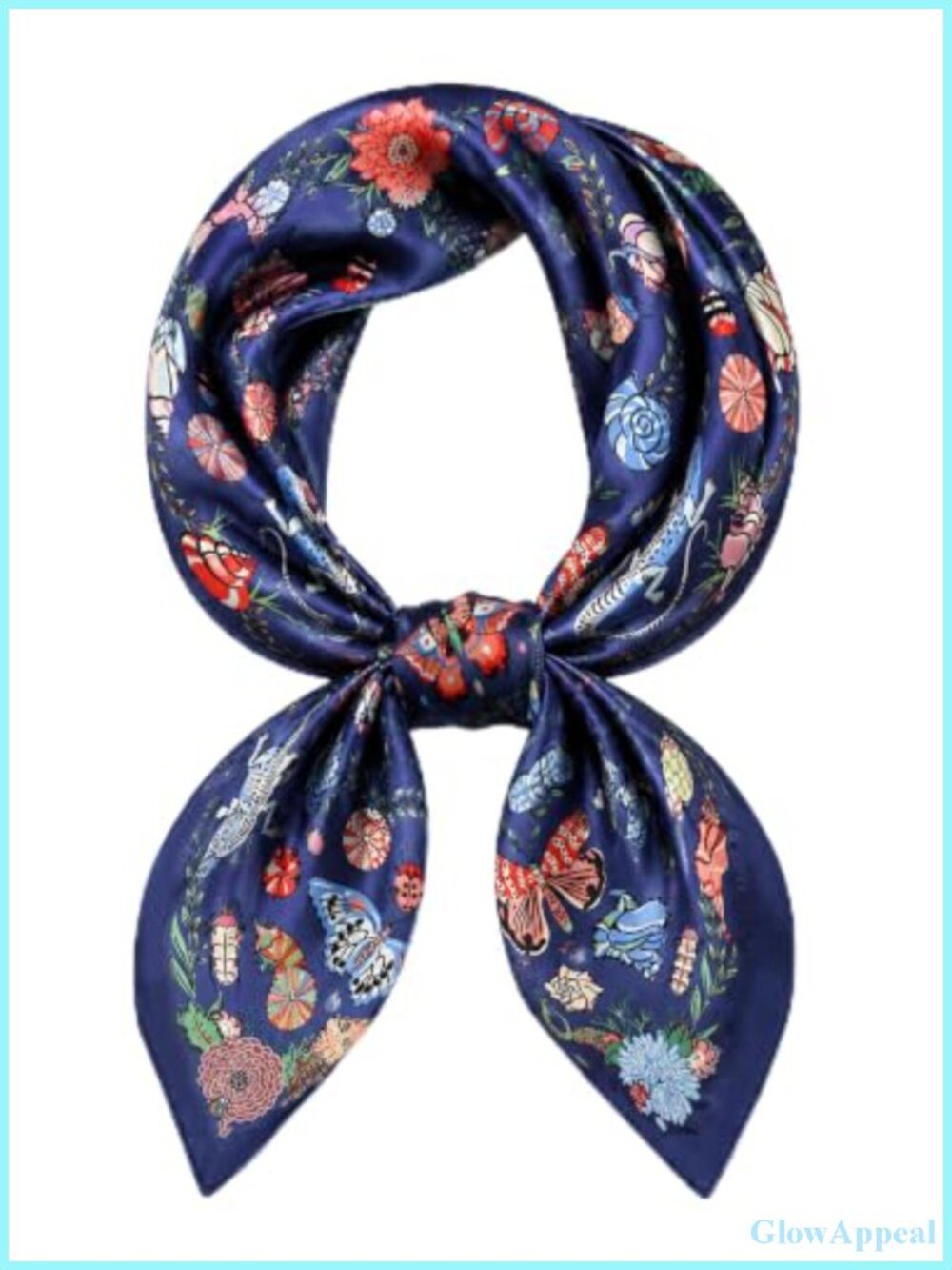 Satin Square Scarf for Women 27.5" Silk Like Head Scarf French Neckerchief